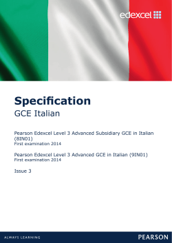 Specification GCE Italian - Edexcel