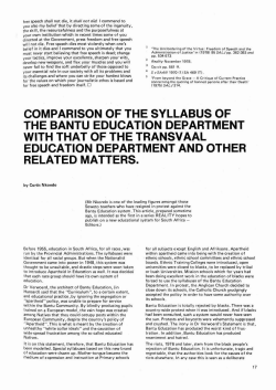 comparison of the syllabus of the bantu education department with