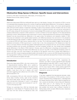 Obstructive Sleep Apnea in Women: Specific Issues and