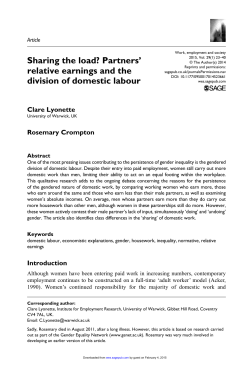 Sharing the load? Partners` relative earnings and the division of