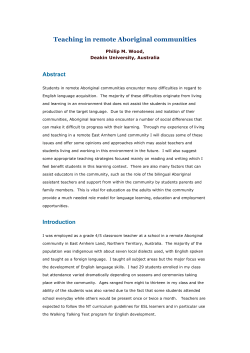 Teaching in remote Aboriginal communities