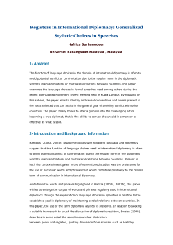 Registers in International Diplomacy: Generalized Stylistic Choices