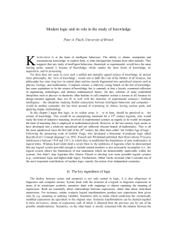 Modern logic and its role in the study of knowledge