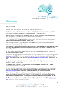 Board and AHPRA Act on Pharmacy Intern Registration