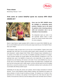 Press release Anita active air control DeltaPad sports bra receives