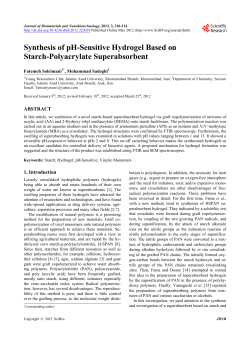 Synthesis of pH-Sensitive Hydrogel Based on Starch