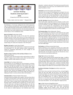 Summer Reading for Students Entering Grade 5