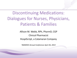 Discontinuing Medications: Dialogues for Nurses, Physicians