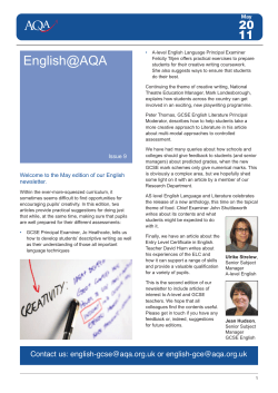 English Newsletter English@AQA
