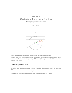 Lecture 2 Continuity of Trigonometric Functions Using Squeeze