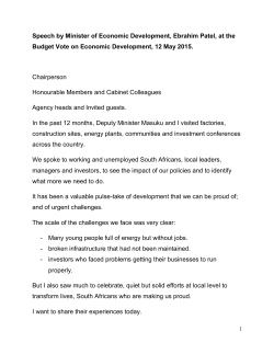 EDD Budget Speech 2015