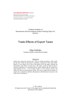 Trade Effects of Export Taxes - Graduate Institute of International