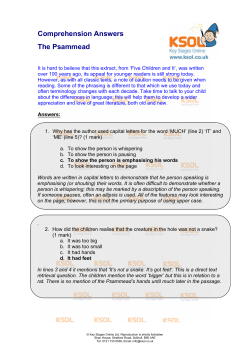 Comprehension Answers The Psammead