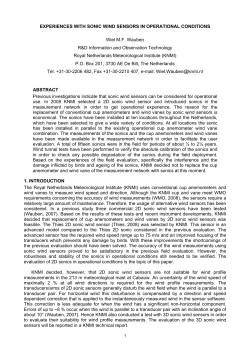 EXPERIENCES WITH SONIC WIND SENSORS IN OPERATIONAL