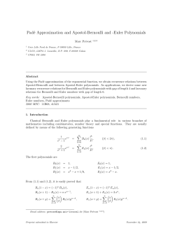 Pad&eacute; Approximation and Apostol-Bernoulli and - LMPA