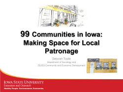 Tootle. 99 Communities in Iowa: Making Space for Local Patronage