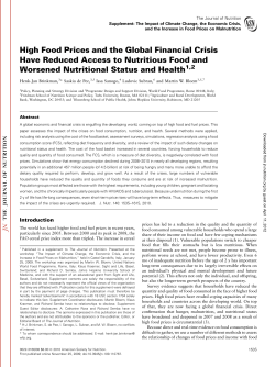 High Food Prices and the Global Financial Crisis