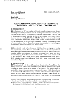 WORD-FORMATIONAL PRODUCTIVITY OF THE SLOVENE