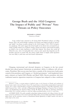 George Bush and the 102d Congress: The Impact of Public and