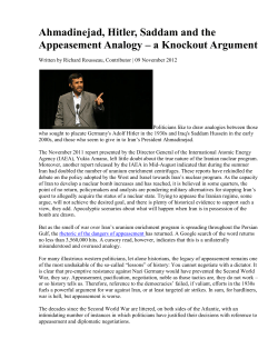 Ahmadinejad, Hitler, Saddam and the Appeasement Analogy &ndash; a