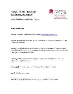 Harry!S.!Truman!Foundation! Scholarship,!2015H2016!
