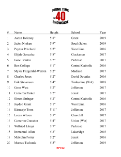#PT40 # Name Height School Year 1 Aaron Deloney 5`8&rdquo; Grant