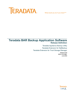 Teradata BAR Backup Application Software Release Definition