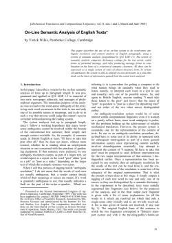 On-line semantic analysis of English texts