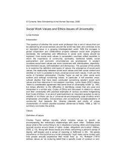 Social Work Values and Ethics Issues of Universality