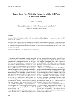 Trans-Free Fats With the Products of the Oil Palm &ndash; a Selective Review