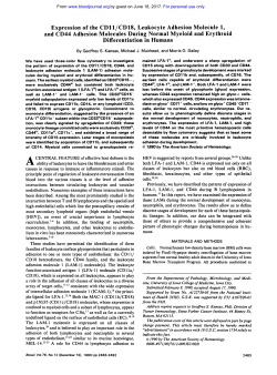 Expression of the CDll/CD18, Leukocyte Adhesion