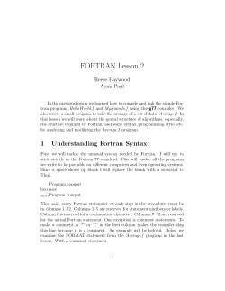 FORTRAN Lesson 2