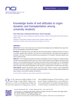 Knowledge levels of and attitudes to organ donation