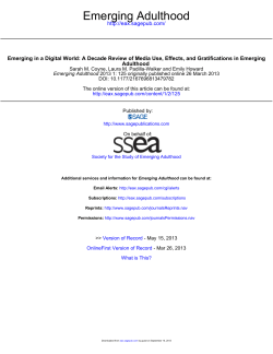 Emerging Adulthood - King`s Psychology Network