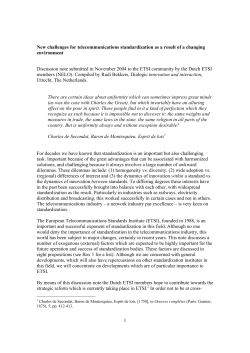 (New challenges for telecommunications standardization
