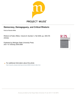 Democracy, Demagoguery, and Critical Rhetoric