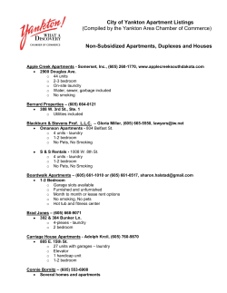CITY OF YANKTON APARTMENT LISTINGS