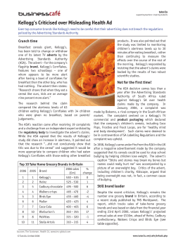 Kellogg`s Criticised over Misleading Health Ad