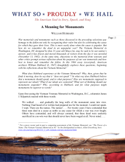 A Meaning for Monuments - What So Proudly We Hail