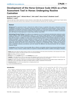 Development of the Horse Grimace Scale (HGS) as a Pain