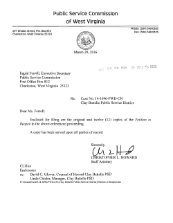 March 29,20 16 Ingrid Ferrell, Executive Secretary Public Service