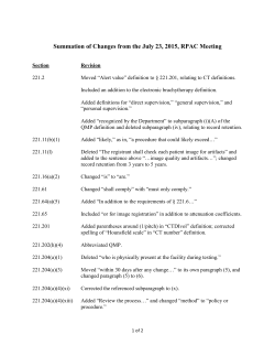 Summation of Changes from the July 23, 2015, RPAC Meeting