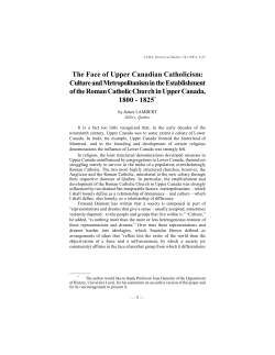 The Face of Upper Canadian Catholicism: Culture and