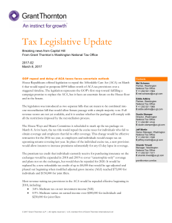 Tax Legislative Update