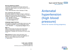 Antenatal hypertension (high blood pressure). Advice for women