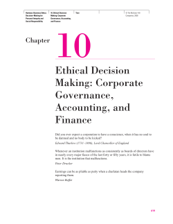 Ethical Decision Making: Corporate Governance, Accounting, and