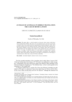 AN IMAGE OF AUSTRALIA IN SERBIAN