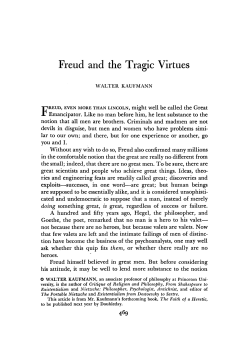 Freud and the Tragic Virtues - Walter Kaufmann