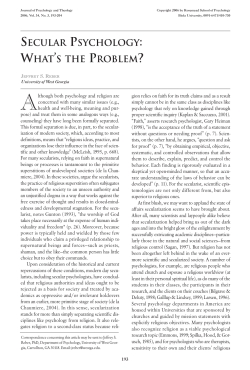 secular psychology: what`s the problem?