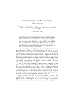 Thomas Forster Tries to Understand Julian Jaynes